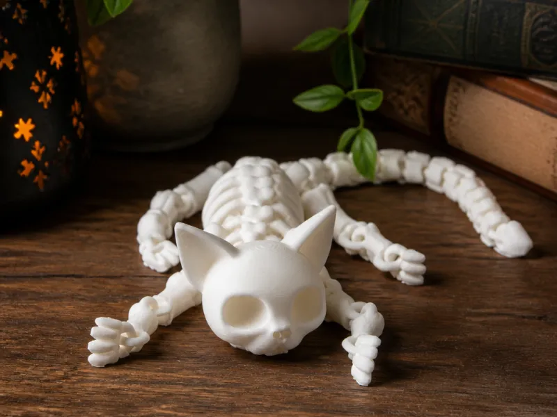 Cat Skeleton Flexi Toy Gothic Articulated Collectible