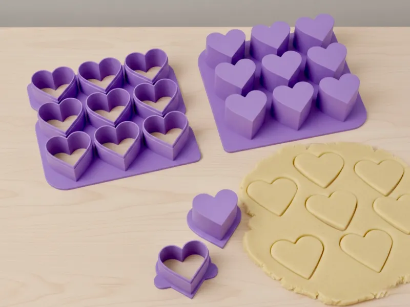 9-in-1 Heart Cookie Cutter and Cake Pop Mold Set
