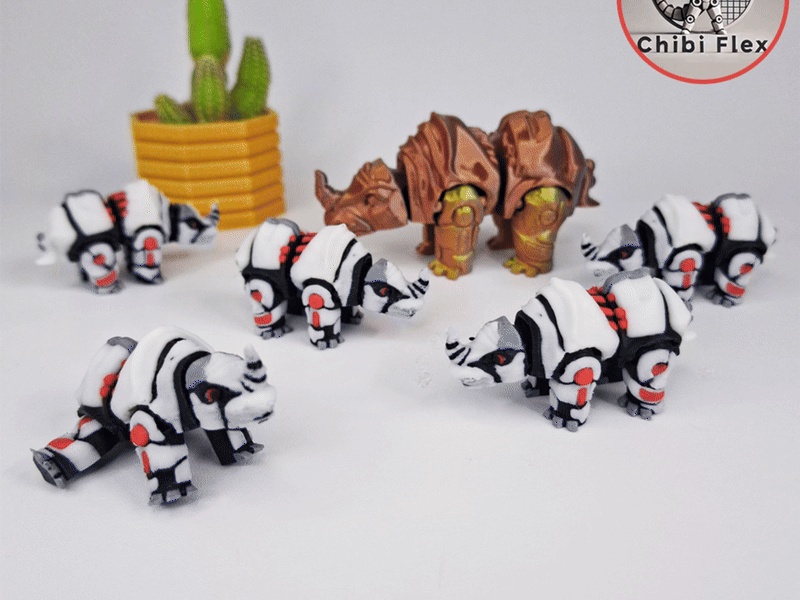 Flexi Mini Roboter-Nashorn | Print-in-Place | Ohne Stützen