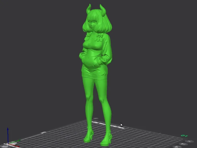 Aura Horned Anime Girl 3D Model