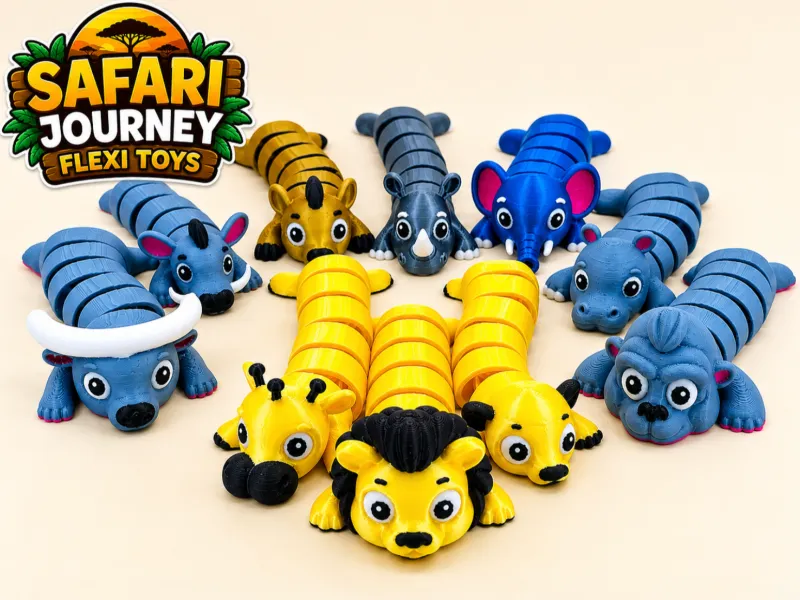 Safari journey articulated flexi animal set