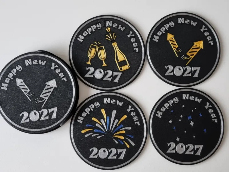 Happy 2027 Coasters and holders