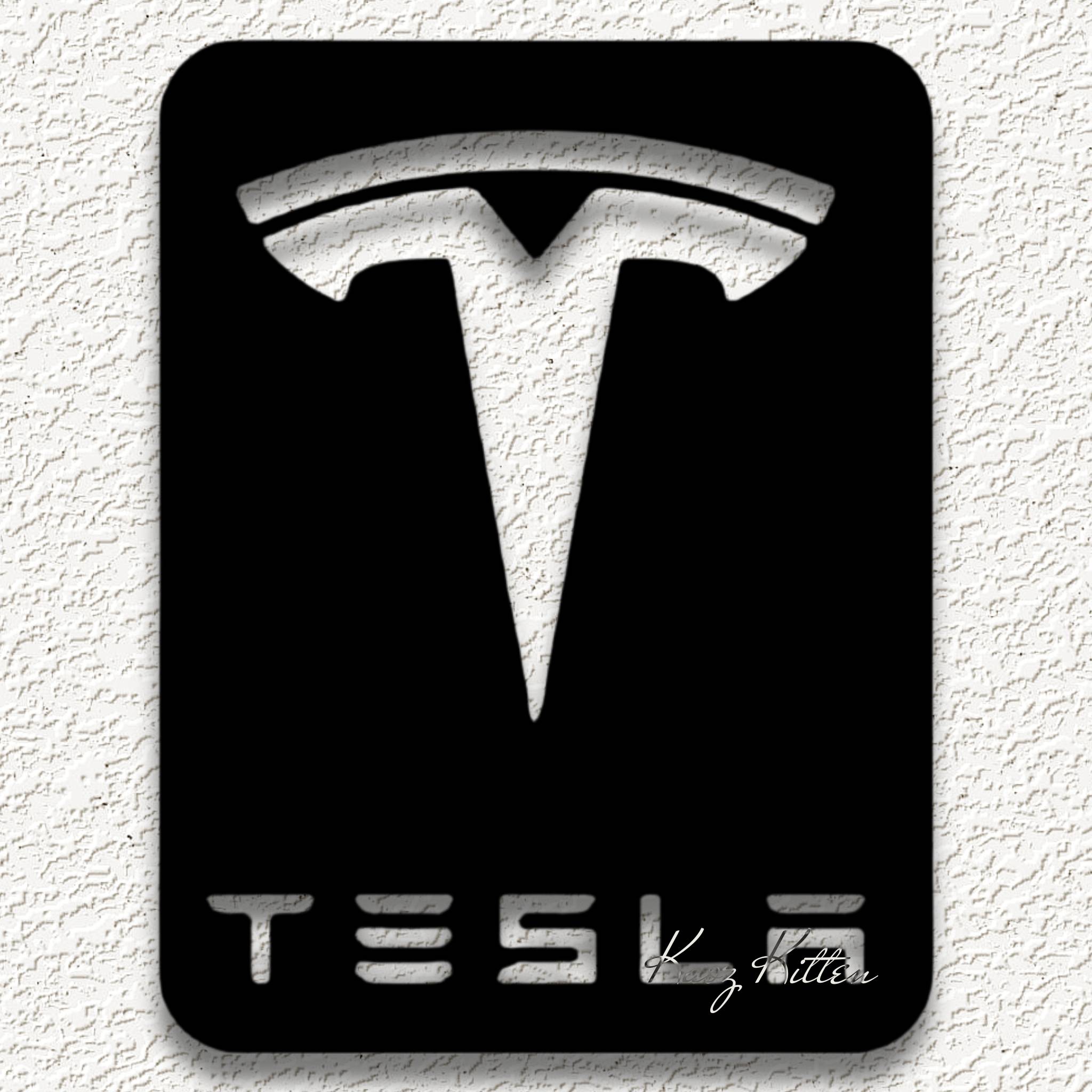 tesla emblem car logo wall art home decor 