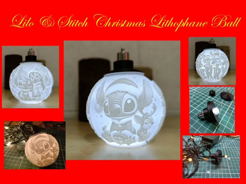 Bola de Navidad de Litofanía de Lilo y Stitch