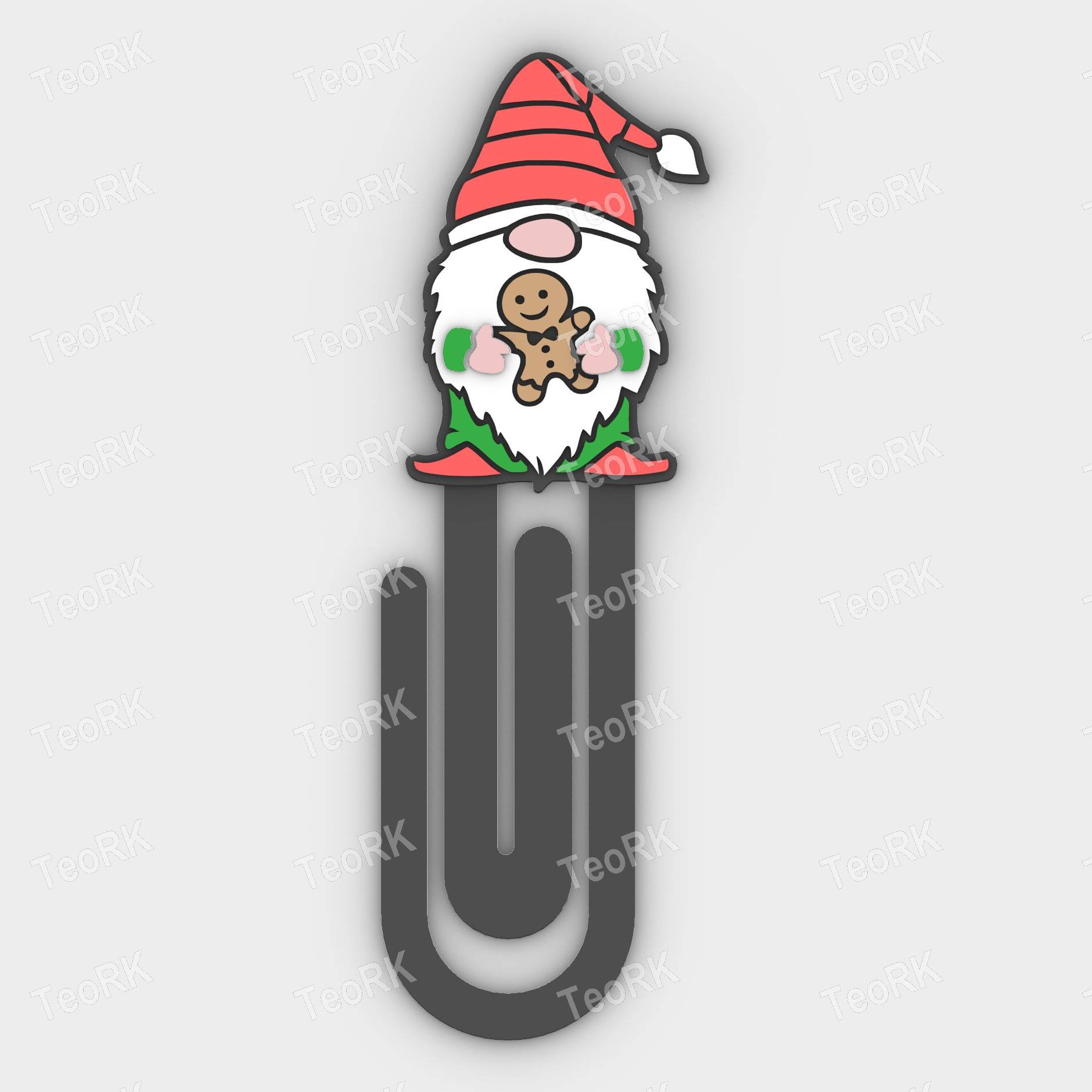 Paperclip gnome with gingerbread cookie - bookmark