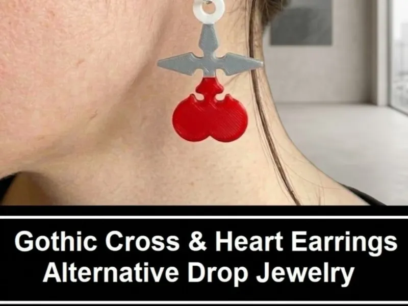 Gotisch Kruis & Hart Oorbellen / Alternatieve Oorhangers