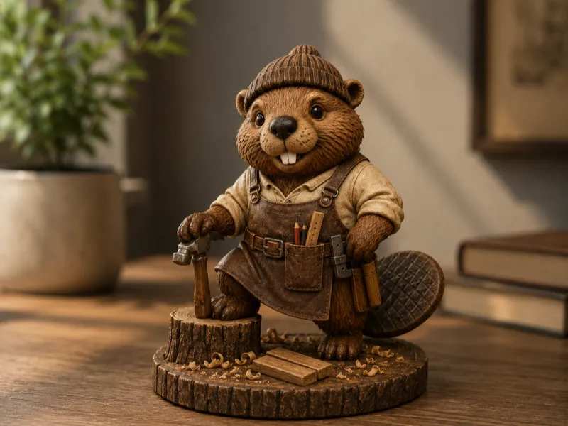 Beaver Carpenter | Cute Woodworker Beaver | 3D Printable STL