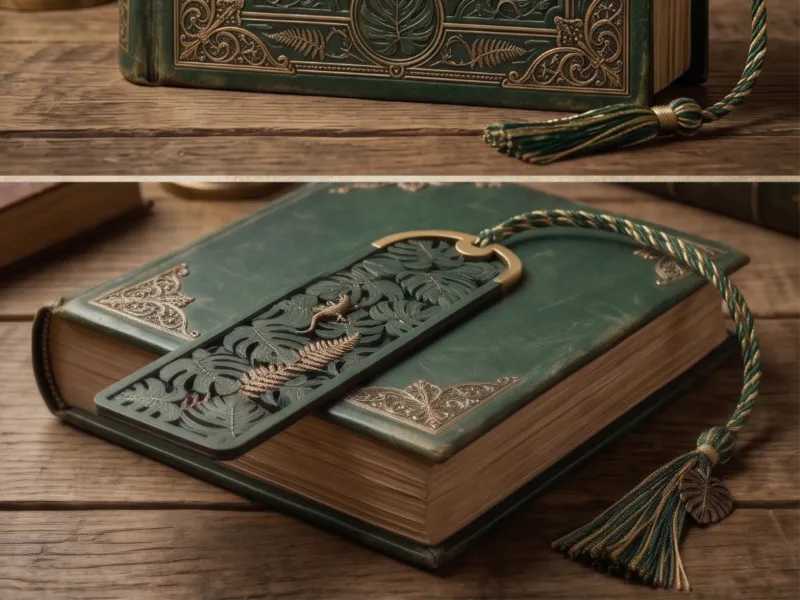 Vintage Gold & Forest Green Page Marker for Nature Lovers