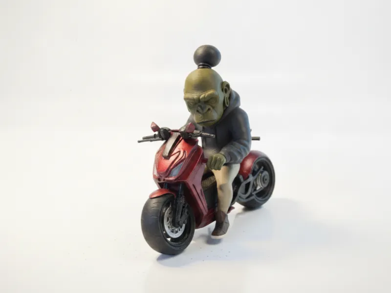 サルライダーのバイクフィギュア 動物 3Dプリント可能