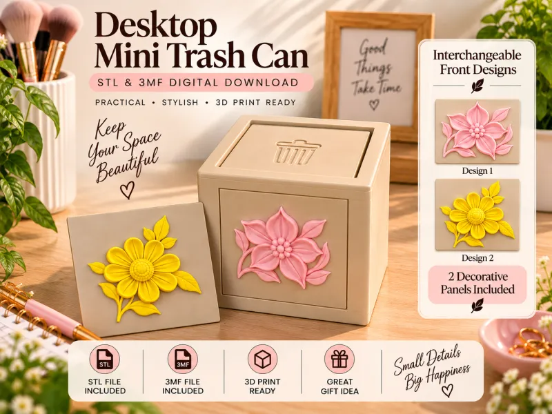 Lixeira de Mesa – Mini Lixeira de Mesa | Impressão 3D