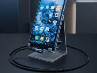 Phone stand for side charging cable