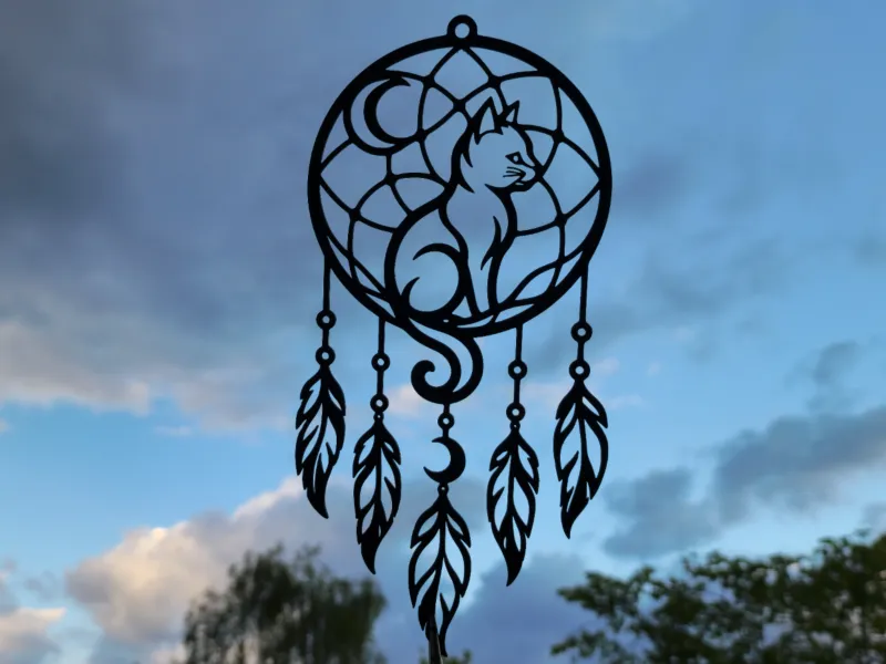 Mystic Cat Dreamcatcher 2D Wall Art