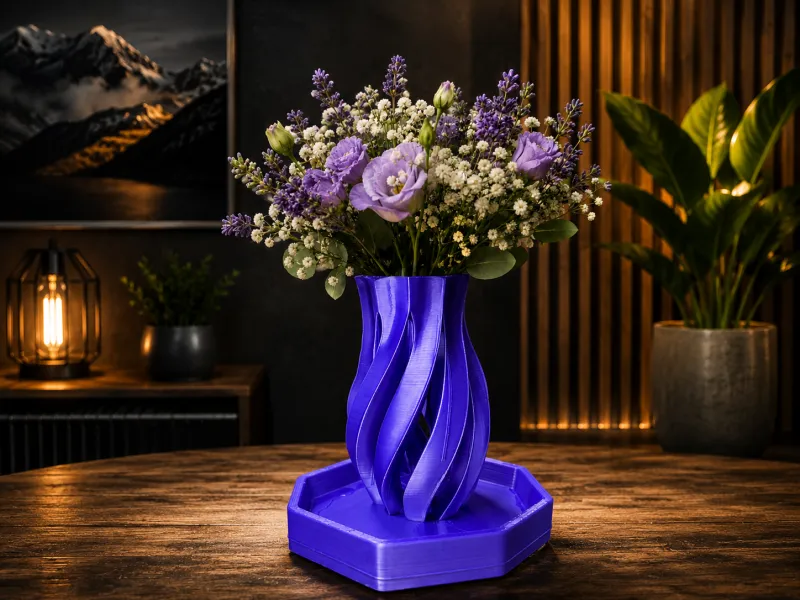 Twisted Spiral Vase with  Drip Tray