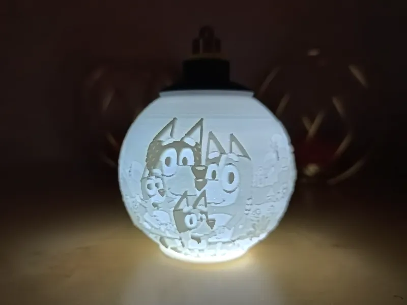 Bluey Christmas Lithophane Ball