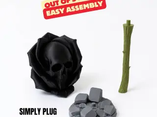FORBIDDEN ROSE / ROSE WITH SKELETON HEAD ROSE AND STEM
