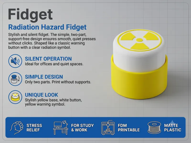 Radiation Hazard Fidget Button Silent