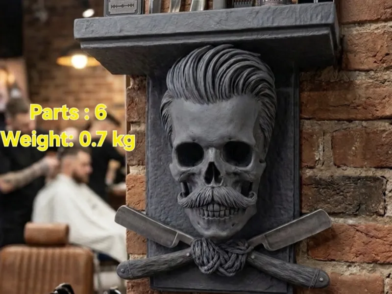 The Bone Barber Skull Shelf Wall Decor & Grooming Organizer