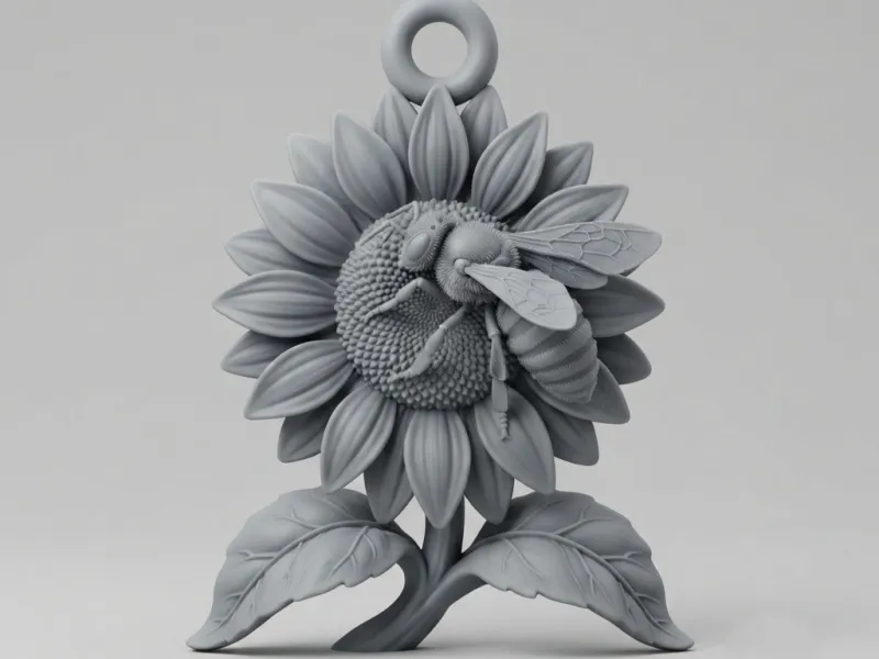 Key Chain design Sunflower with Honey bee