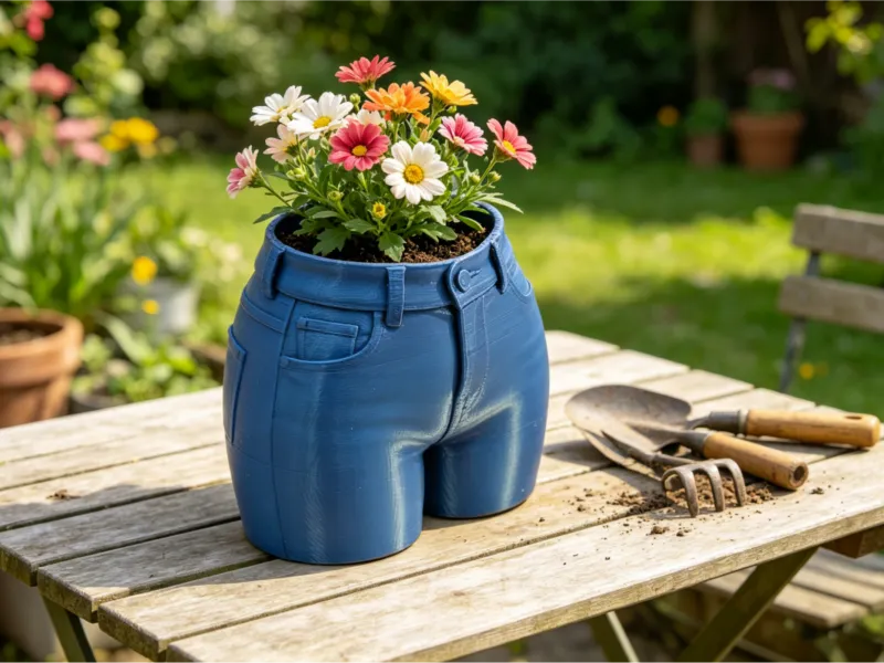 Vaso de Flores em Formato de Jeans