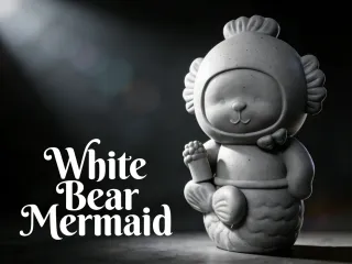 White Bear Mermaid Sculpture白熊美人鱼雕塑