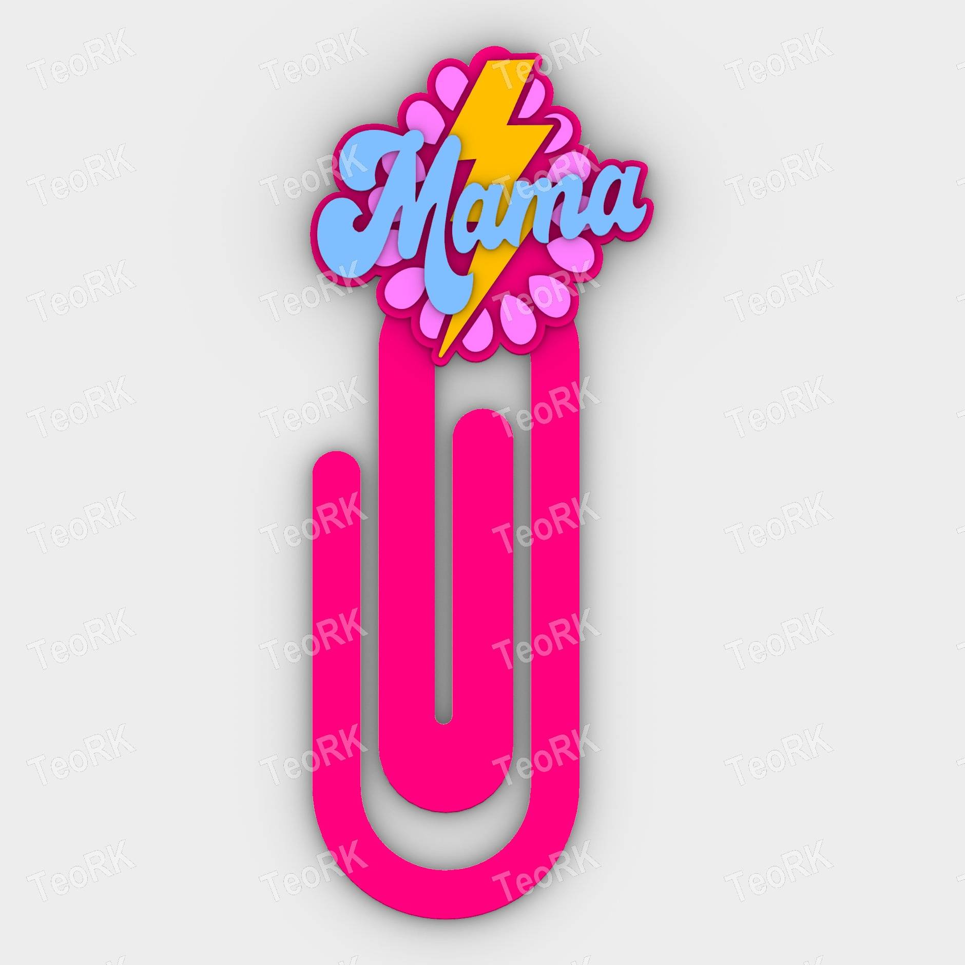 Paperclip Concho bling-mama- bookmark-3MF pre-painted , STL