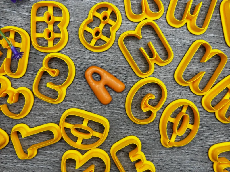 BUBBLE ALPHABET & NUMBERS POLYMER CLAY CUTTER STL — 30MM | F