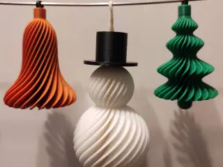Christmas Decorations - Snowman, Bell, Tree - spiral twist