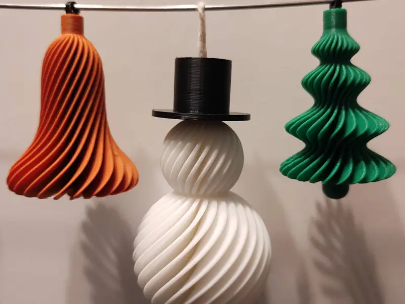 Decorações de Natal - Boneco de Neve, Sino, Árvore - torção em espiral