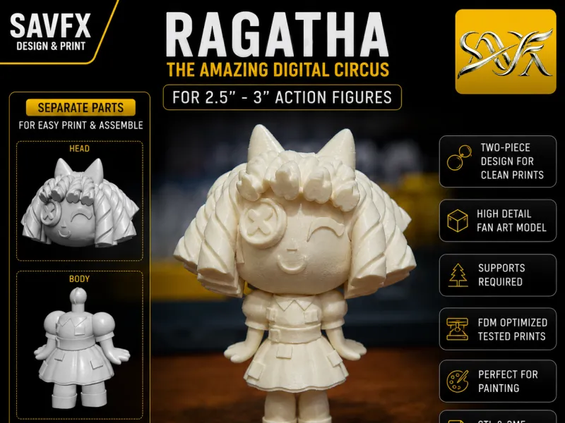 RAGATHA 팬아트 피규어 STL | 어메이징 디지털 서커스 3D 프린트