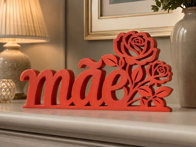 Décoration "Mère" avec des Roses – Pièce Décorative Imprimée en 3D
