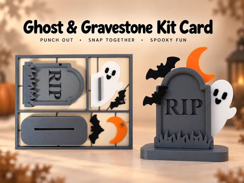 Geist & Grabstein – Halloween-Bausatzkarte