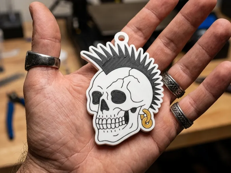 Punk Skull Keychain