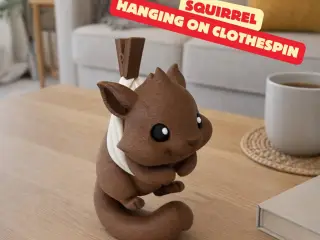 SQUIRREL HANGING ON A CLOTHESPIN