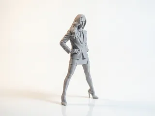Office Lady Hero Pose Female Figurine 3D Printable