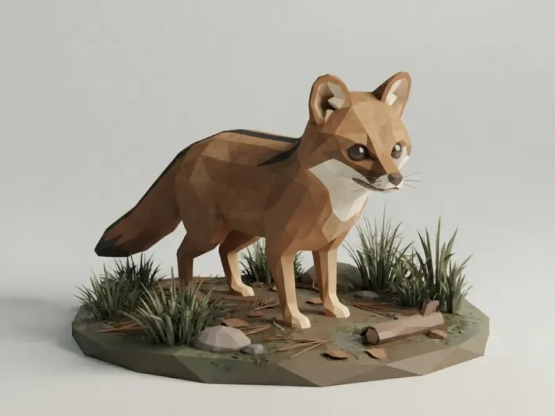 Low Poly Red Wolf