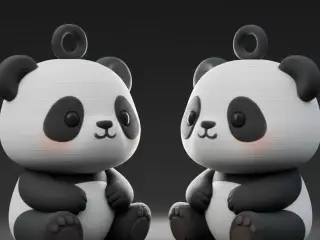 panda couple keychains