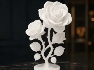 Elegant statue with multiple roses
