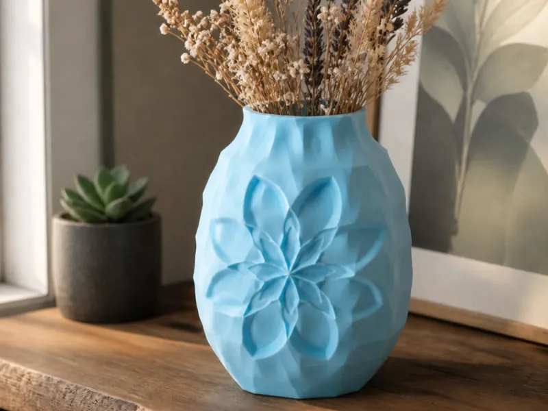 Blue Lotus Geometric Vase - Floral Minimalist Decor