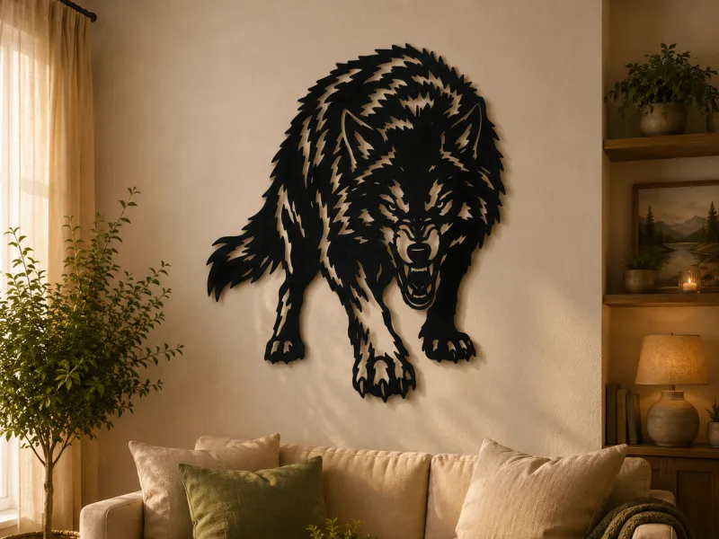 Ferocious Wolf 2D Wall Art Wildlife Decor