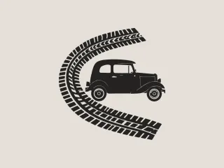 Vintage Car & Tire Tracks Wall Art