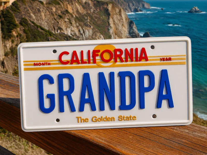 Plaque d'immatriculation "GRANDPA" de style californien