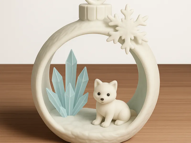 Arctic Crystal Fox Hanging Ornament