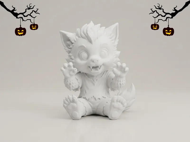 Cute Baby Werewolf Figurine 3D Model