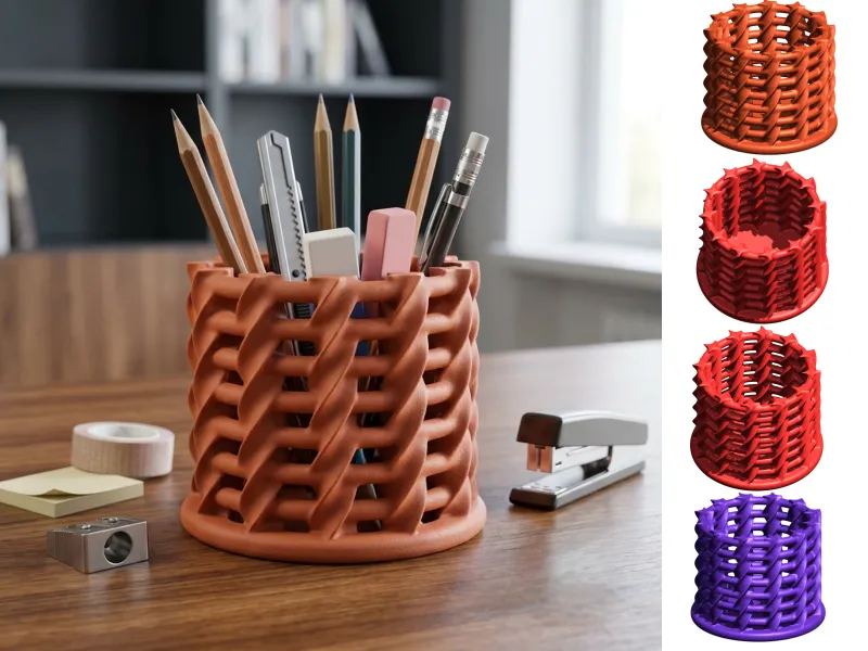 Openwork Woven Desk Organizer
