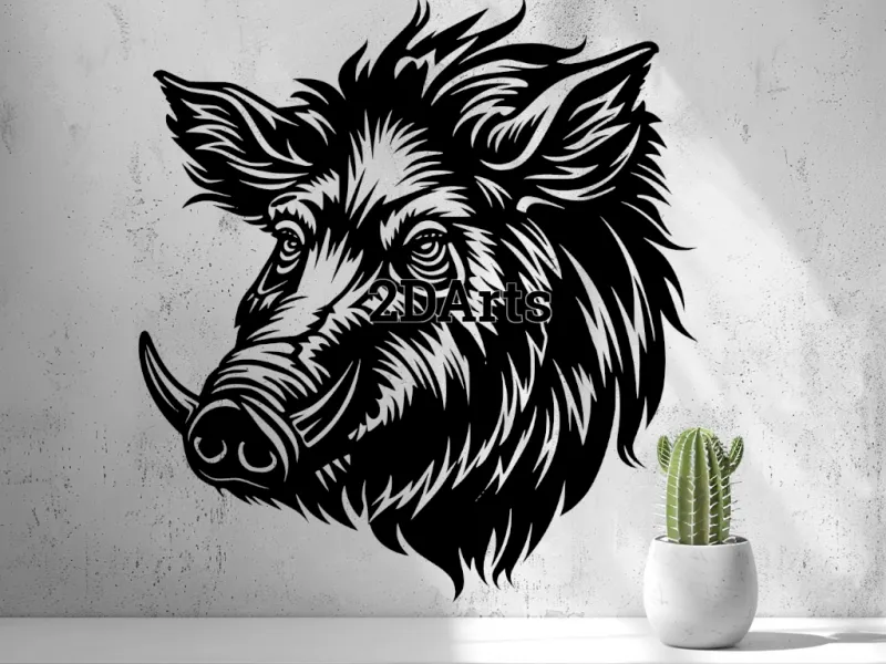 Arte de Pared con Cara de Jabalí