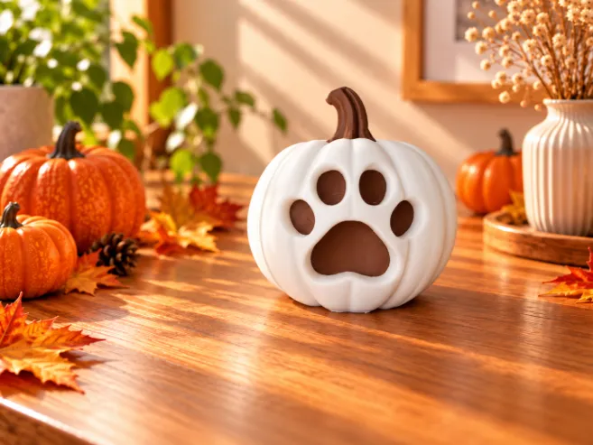 肉球プリントパンプキン - ハロウィンデコレーション
