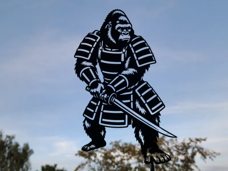 Samuray Goril Katana Duvar Sanatı Dekor