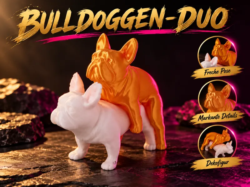 Duo de bouledogues – figurine déco espiègle