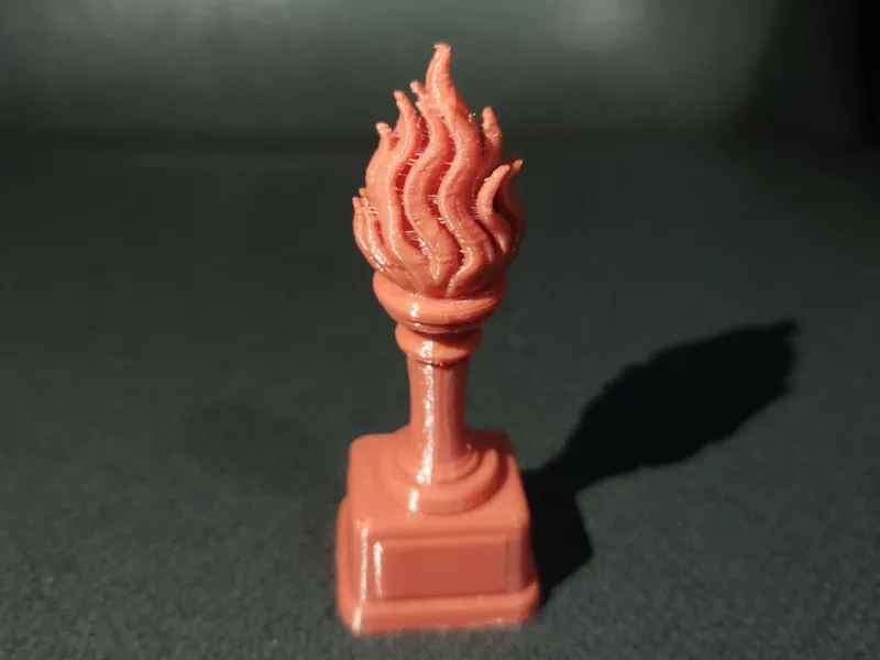 Flame Trophy Statue With Rising Fire Top Award Pedestal