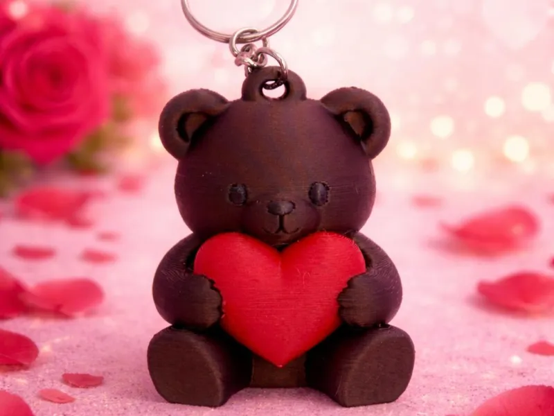 Bear with heart keychain